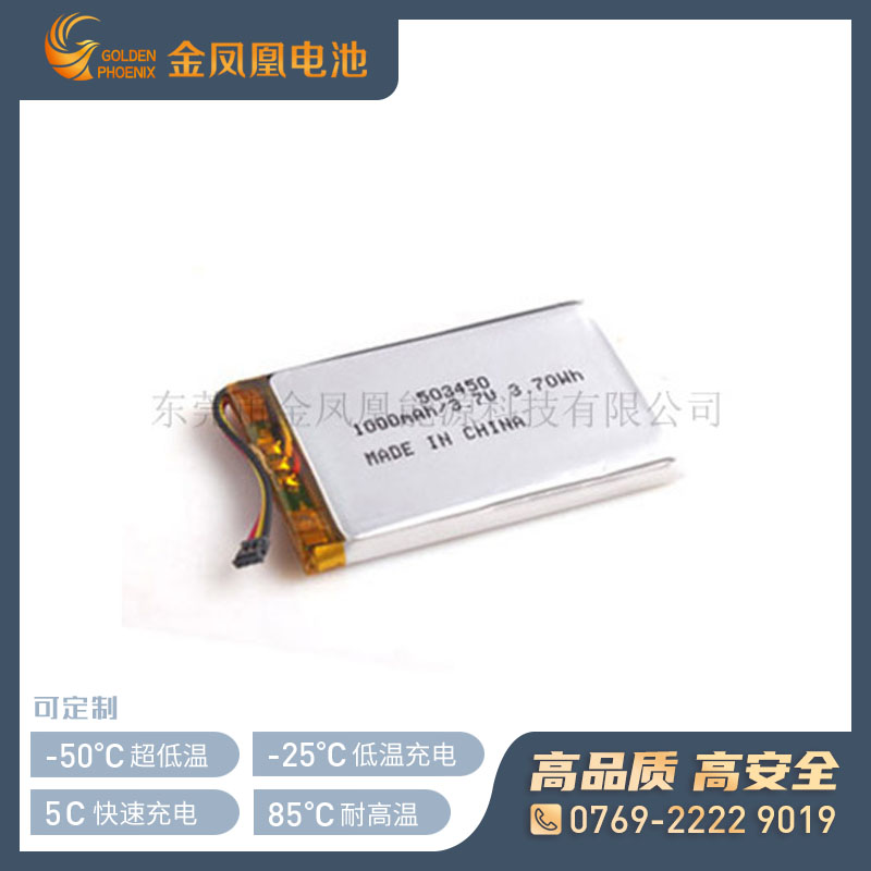 3.7V 1000mAh医疗设备电池